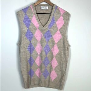Christian Dior Argyle Sweater Vest Vintage 80s Preppy Size Men's Medium
